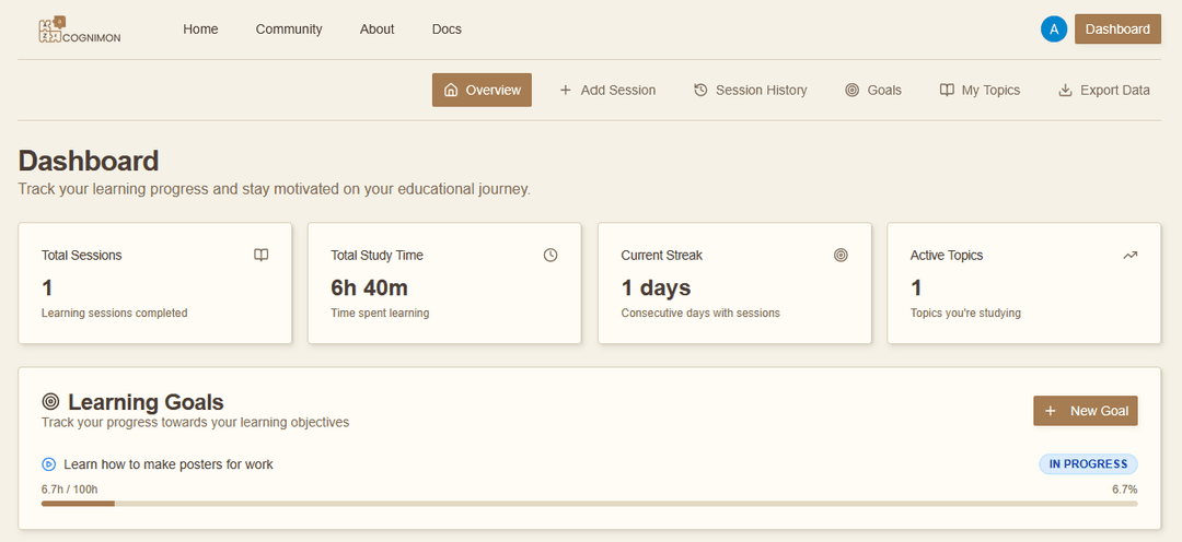 Goals & Progress Screenshot